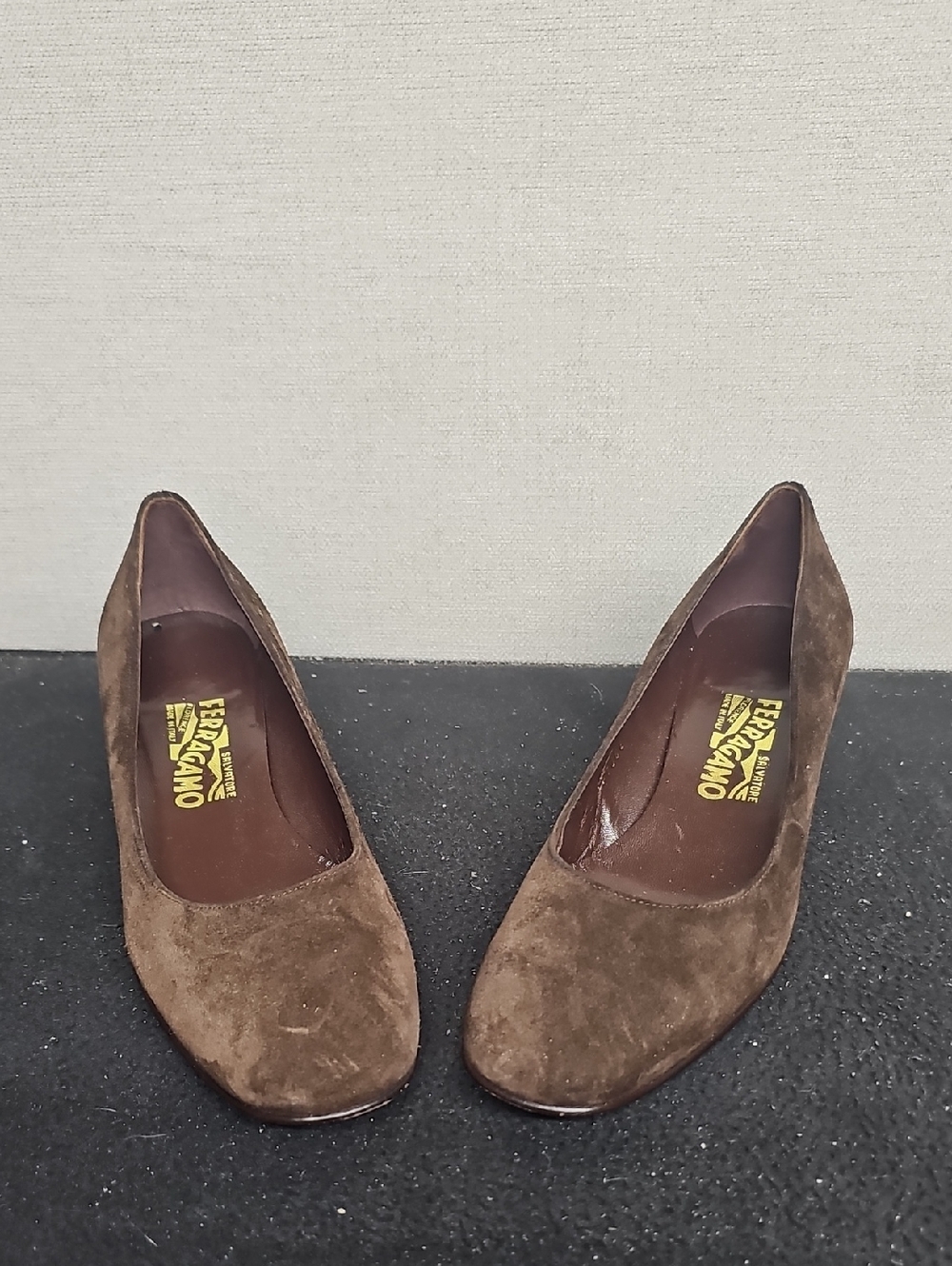 Salvatore Ferragamo Brown Suede Heels